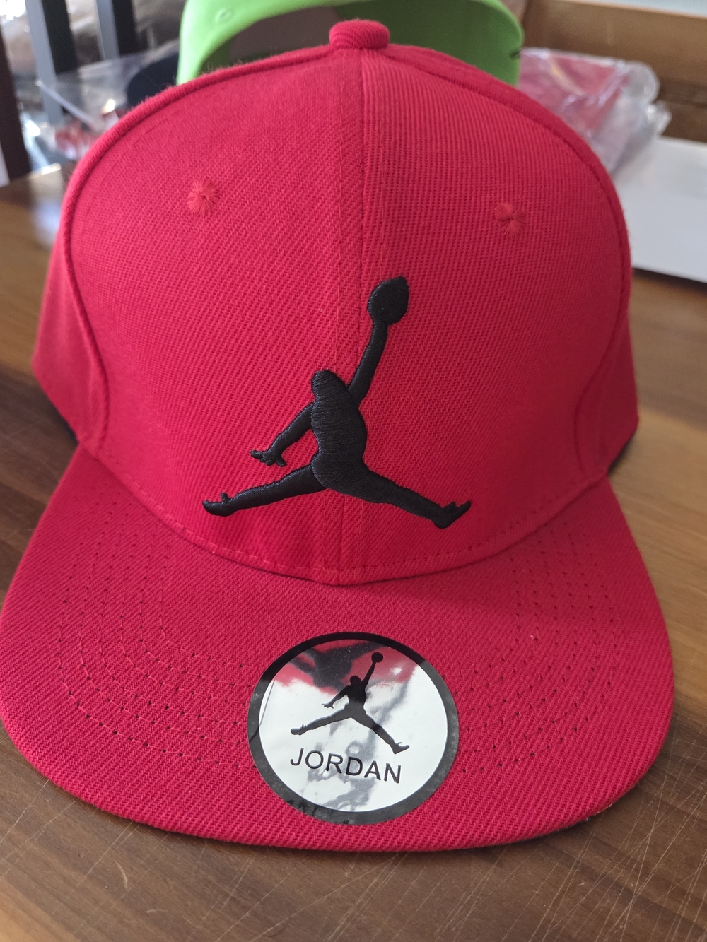 Jordan Red Snapback Hat with Black Jumpman Logo